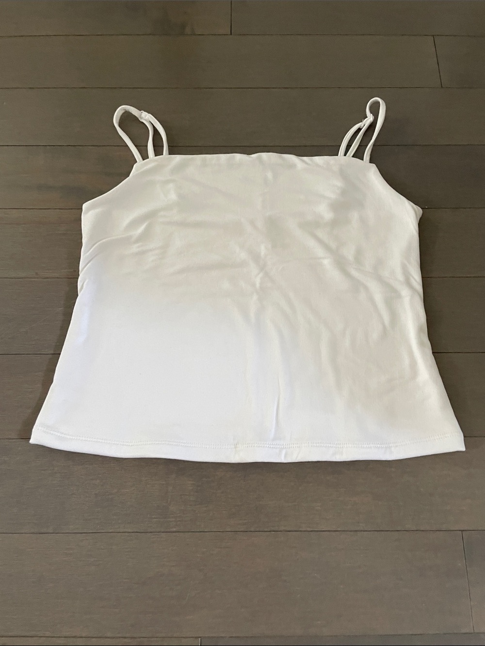Women's White Adjustable Spaghetti Strap Tank Top